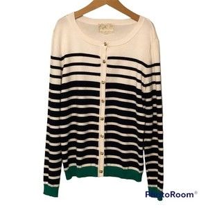 Debbie Morgan Womens Striped Button Down Cardigan Sweater Size Medium
